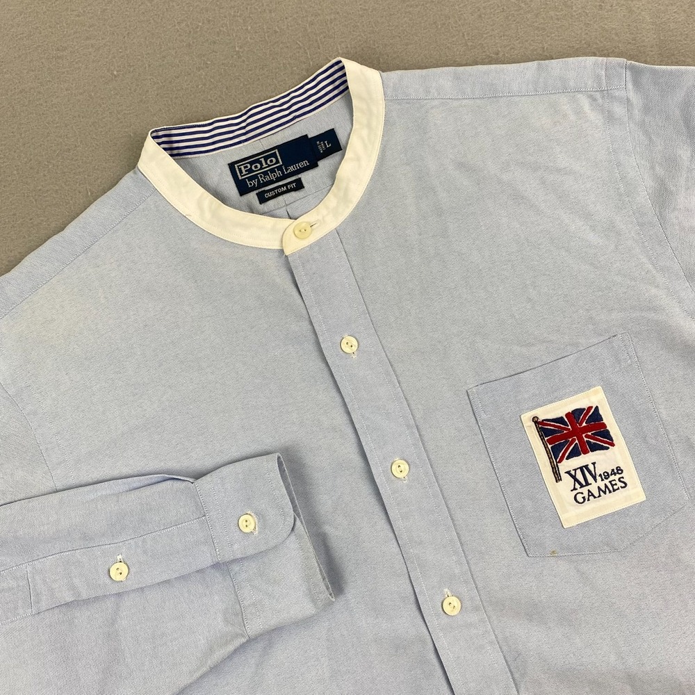 Vintage Polo Ralph Lauren Shirt L Custom Fit Button Up XIV 1948 Games Mens